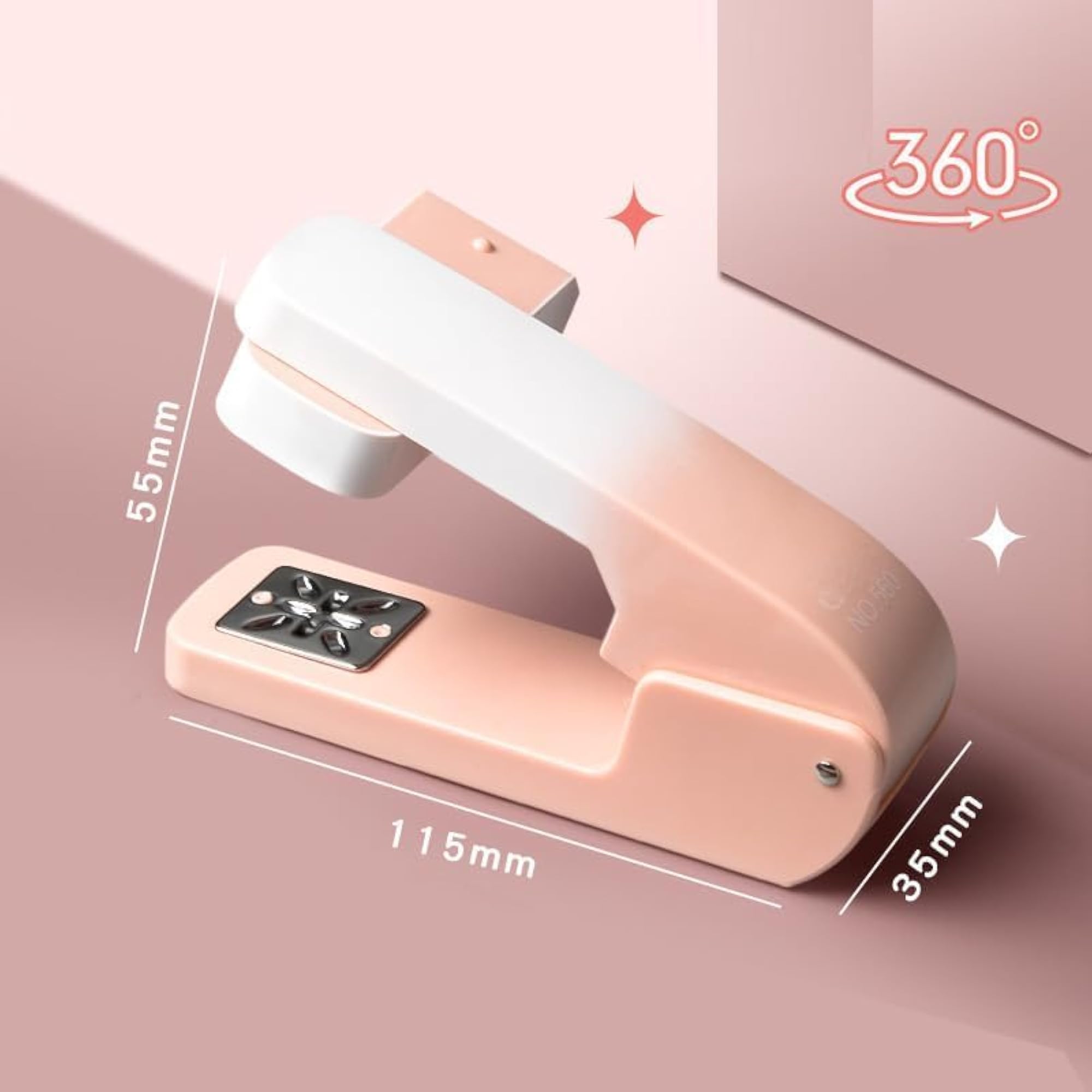 360 Degree Rotatable Stapler with 1000 Pcs Clip Pins, Adjustable Angle